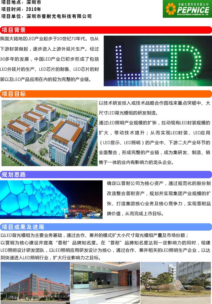 深圳市普耐光電科技五年發展規劃